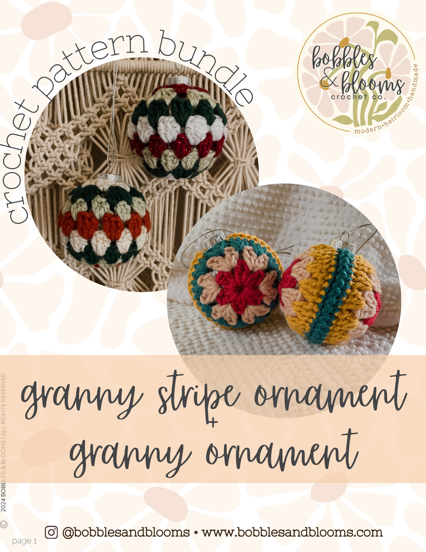 **PATTERN BUNDLE** Granny Ornament AND Granny Stripe Ornament Crochet Pattern PDF