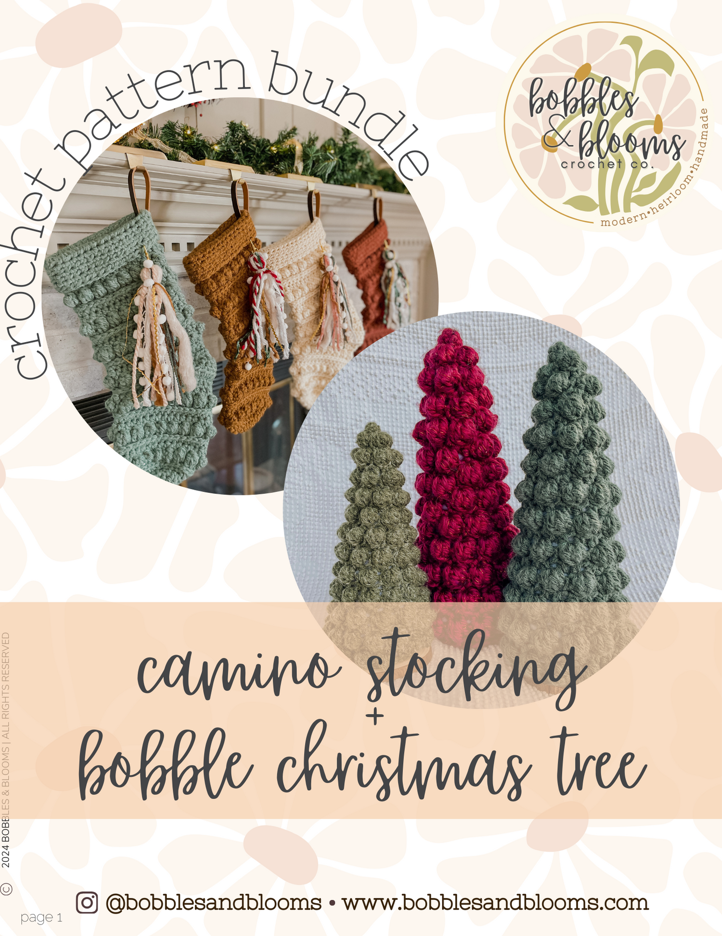 **PATTERN BUNDLE** Camino Christmas Stocking AND Cozy Bobble Tree Crochet Pattern PDF