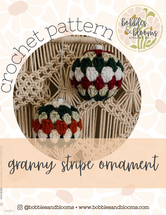 **PATTERN** Granny Stripe Ornament Crochet Pattern PDF