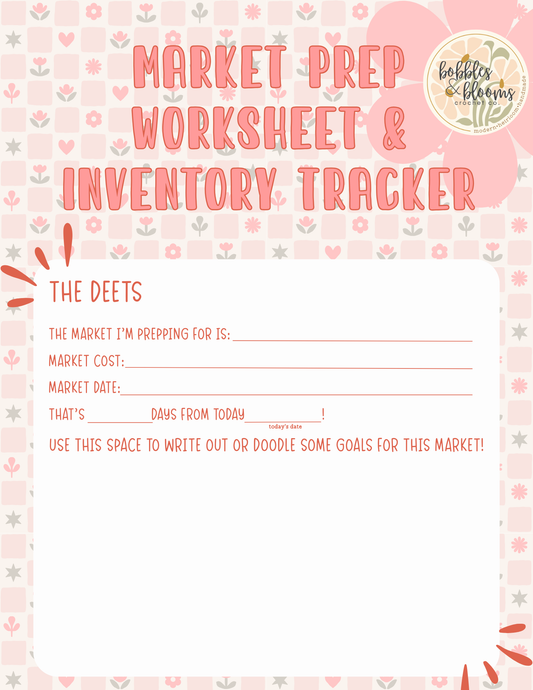 Handmade Maker Inventory and Market Prep Worksheet and Tracker